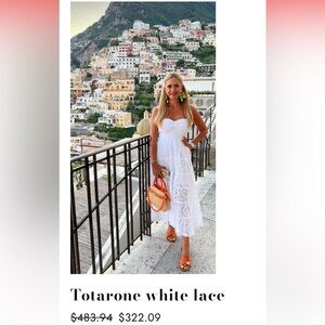 Luisa Positano White Eyelet Lace strapless dress O/S